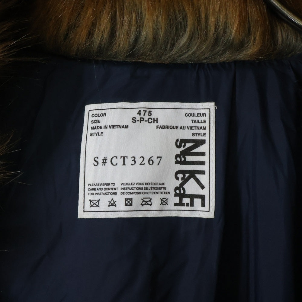 NIKE(ナイキ) ×Sacai 20AW W NRG Rh PARKA エコファー ドッキングデザイン フーデッド ジップアップ ダウンジャケット ネイビー CT3267-475