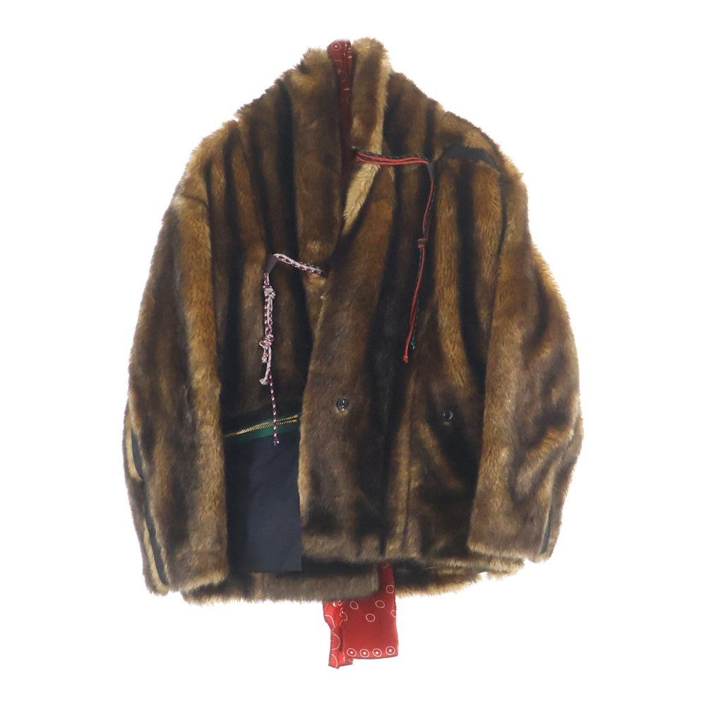 kolor(カラー) 19AW 異素材ポケット切り替え ドローストリング ファージャケット ブラウン CT3267-475