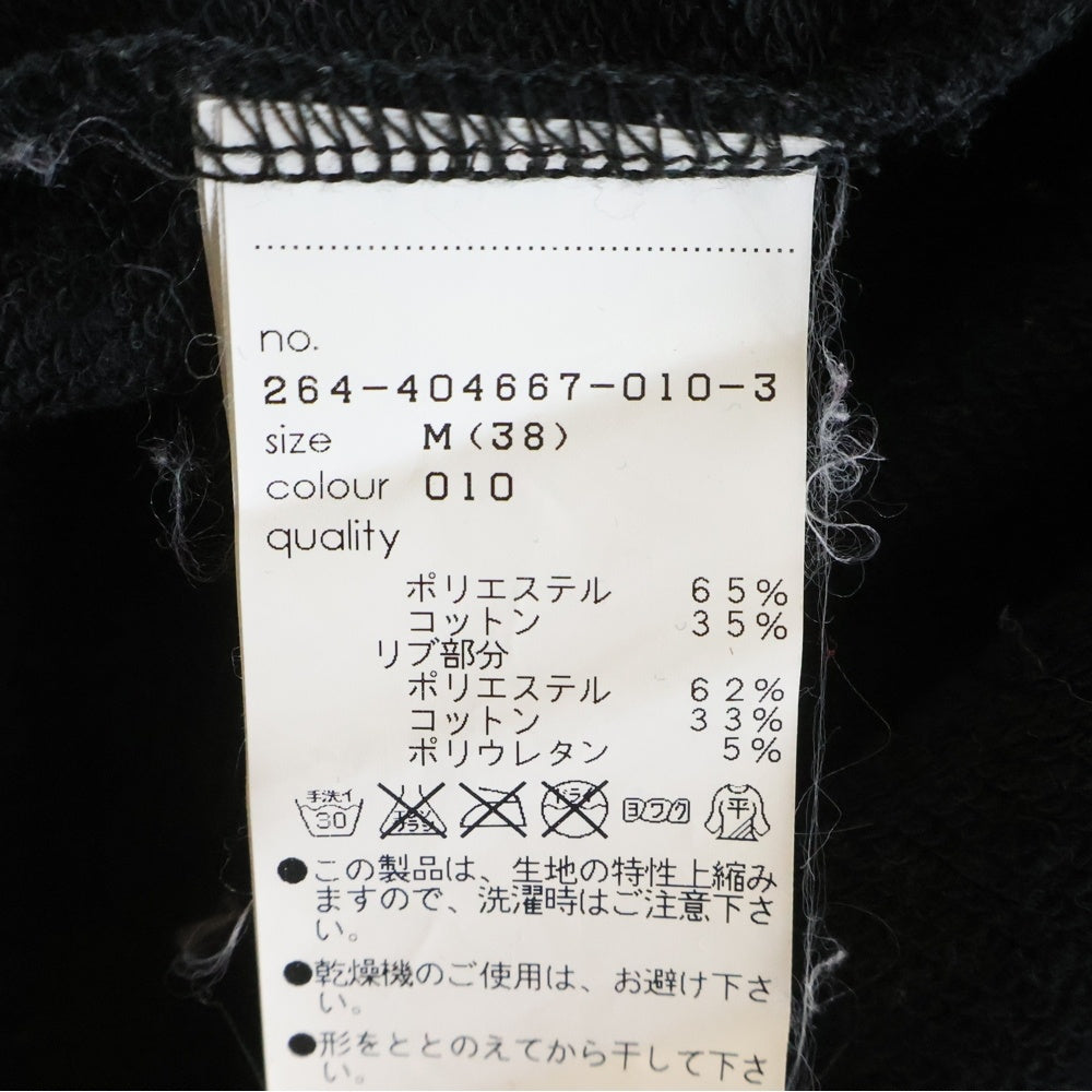 MARY QUANT(マリークワント) 胸エンブロイダリーデザイン ダブルポケット ハーフジップ フーデッド スウェット パーカー ブラック 264-404667-010-3