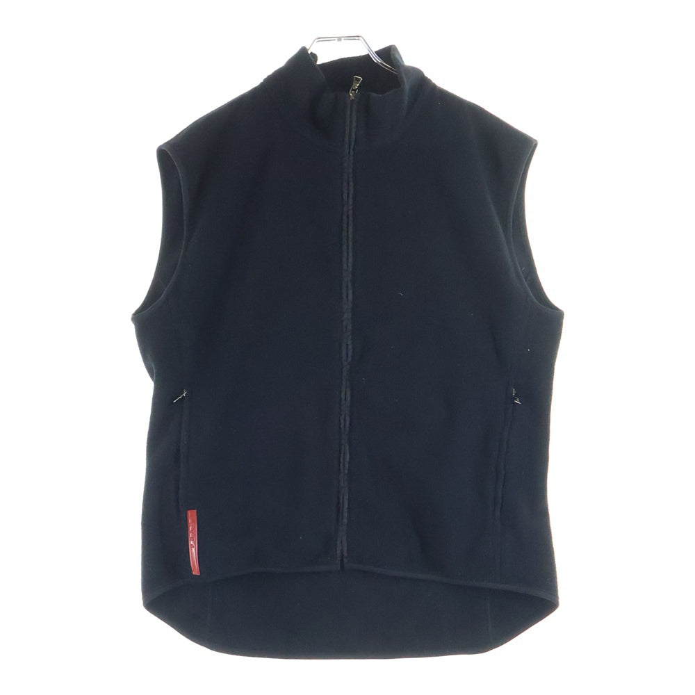 PRADA SPORT(プラダ スポーツ) フロントロゴプレート ダブルポケット ジップアップ ボアベスト ブラック SJG13 E36