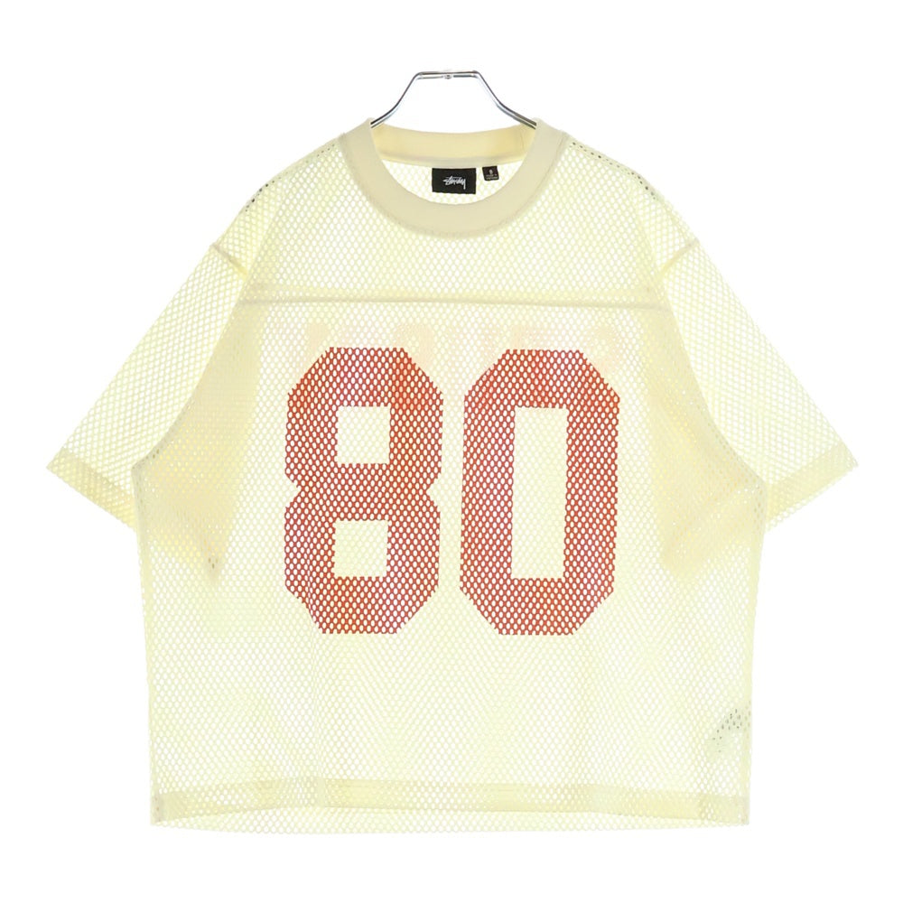 STUSSY(ステューシー) TEAM JERSEY 80 チーム ナンバリングデザイン クルーネック メッシュ 半袖Tシャツ イエロー
