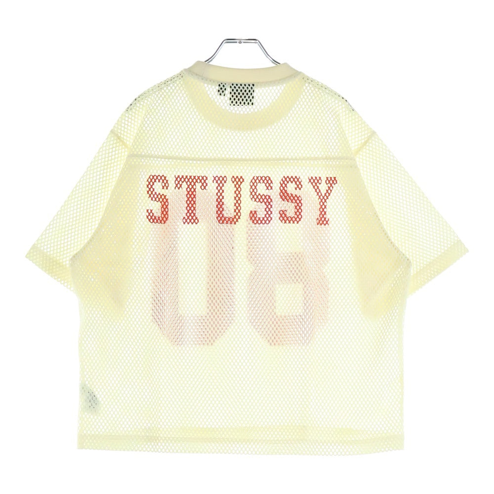 STUSSY(ステューシー) TEAM JERSEY 80 チーム ナンバリングデザイン クルーネック メッシュ 半袖Tシャツ イエロー