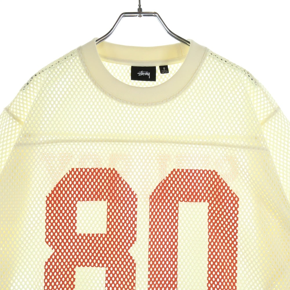 STUSSY(ステューシー) TEAM JERSEY 80 チーム ナンバリングデザイン クルーネック メッシュ 半袖Tシャツ イエロー