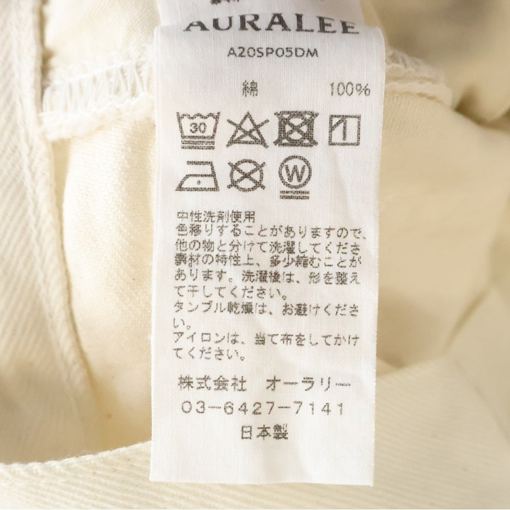 AURALEE(オーラリー) 20SS HARD TWIST DENIM ハード ツイスト ジップアップ デニムパンツ ホワイト A20SP05DM