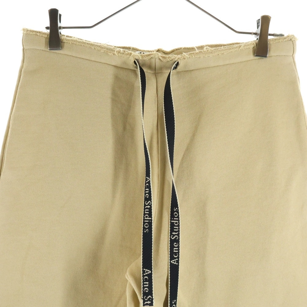 Acne Studios(アクネ ストゥディオズ) FADED BLACK FLEECE TROUSERS フェイディッド ドローストリング ロゴデザイン フリースパンツ イエロー FN-WN-TROU000169