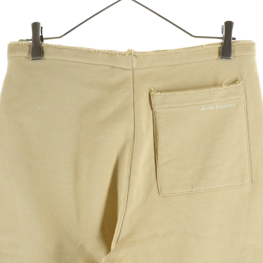 Acne Studios(アクネ ストゥディオズ) FADED BLACK FLEECE TROUSERS フェイディッド ドローストリング ロゴデザイン フリースパンツ イエロー FN-WN-TROU000169