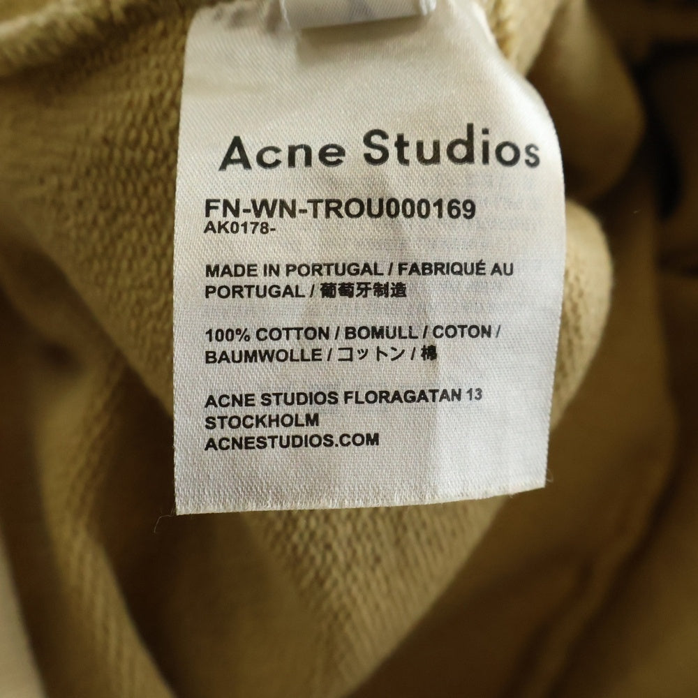Acne Studios(アクネ ストゥディオズ) FADED BLACK FLEECE TROUSERS フェイディッド ドローストリング ロゴデザイン フリースパンツ イエロー FN-WN-TROU000169
