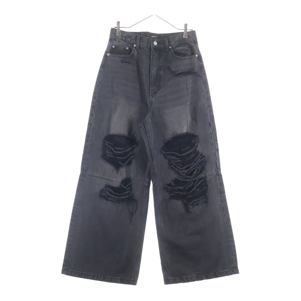 BREATH(ブレス) GRUNGE WIDE DENIM PANTS ダメージ加工 グランジ ワイド デニムパンツ ブラック BR24AW-P1007