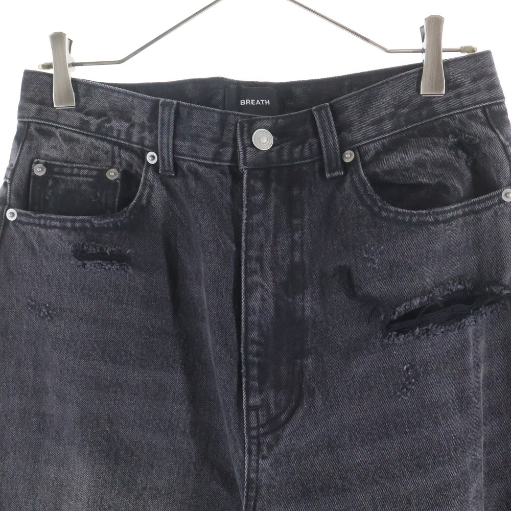 BREATH(ブレス) GRUNGE WIDE DENIM PANTS ダメージ加工 グランジ ワイド デニムパンツ ブラック BR24AW-P1007