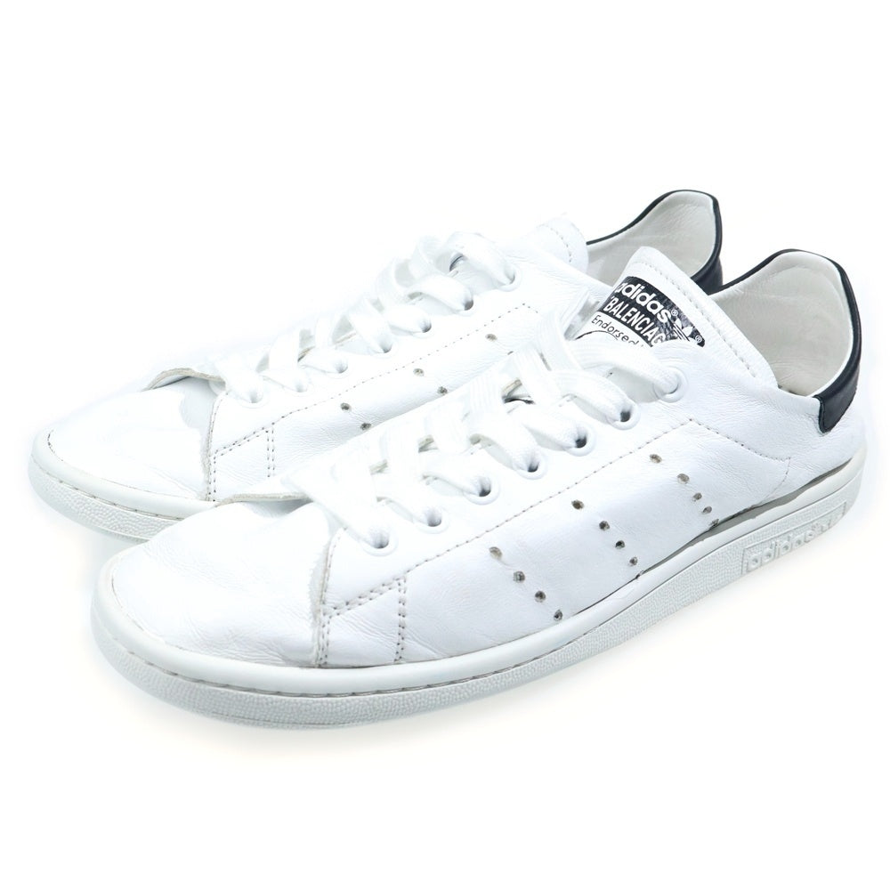 BALENCIAGA(バレンシアガ) ×ADIDAS STAN SMITH アディダス スタンスミス ダメージ加工 レザーローカットスニーカー ホワイト/グリーン 721836 WBDV3 9030