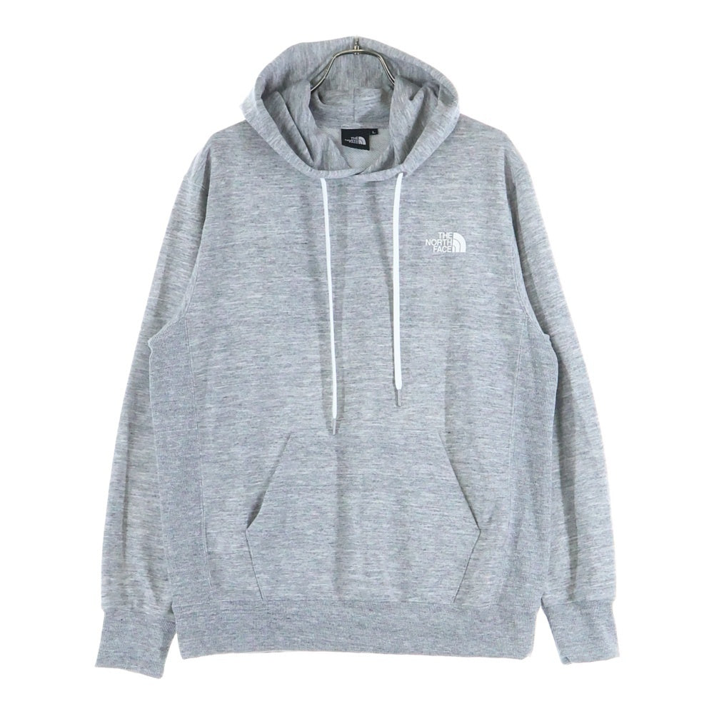 THE NORTH FACE(ザノースフェイス) 胸ロゴデザイン カンガルーポケット ドローストリング フーデッド スウェット パーカー グレー NT12238