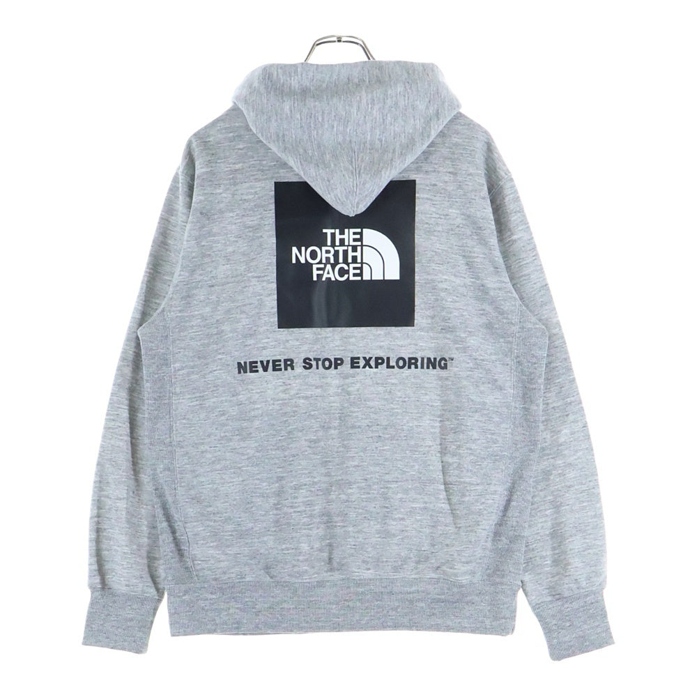 THE NORTH FACE(ザノースフェイス) 胸ロゴデザイン カンガルーポケット ドローストリング フーデッド スウェット パーカー グレー NT12238
