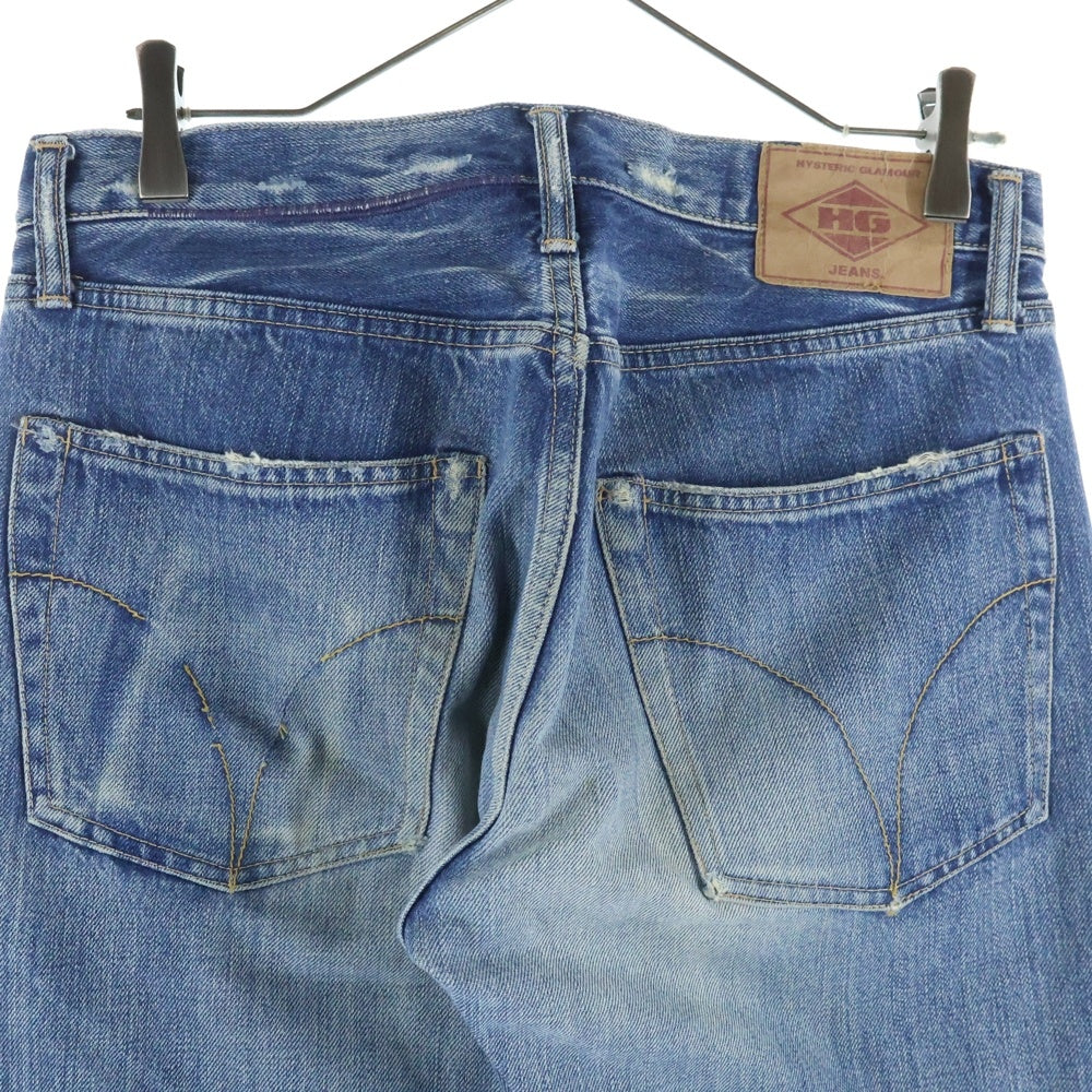 HYSTERIC GLAMOUR(ヒステリックグラマー) 1stモデル 小窓 ダメージ加工 スタッズ デニム パンツ インディゴ 4AP-1251