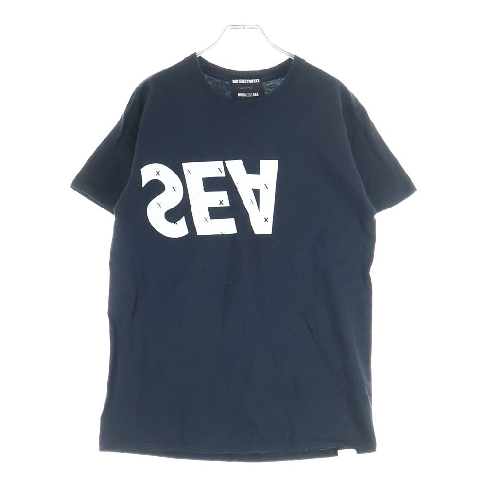 WIND AND SEA(ウィンダンシー) ×GOD SELECTION XXX WDS monogram T-SHIRT ゴッドセレクション モノグラム ロゴプリント クルーネック 半袖Tシャツ カットソー ブラック