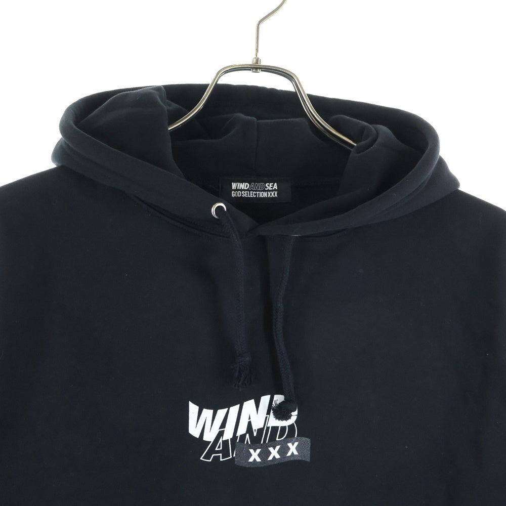 WIND AND SEA(ウィンダンシー) ×GOD SELECTION XXX WDS ゴッドセレクション ロゴプリント スウェット プルオーバー パーカー ブラック