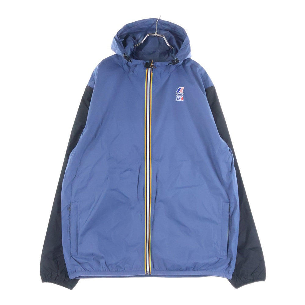 WIND AND SEA(ウィンダンシー) × K-WAY ナイロン フーディー ジップアップ ジャケット ブルー K4126ZW