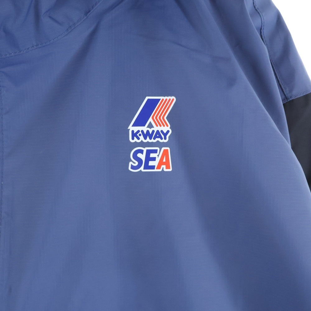 WIND AND SEA(ウィンダンシー) × K-WAY ナイロン フーディー ジップアップ ジャケット ブルー K4126ZW