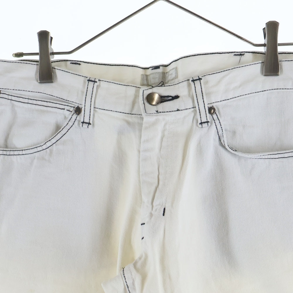 NUMBER (N)INE(ナンバーナイン) 02SS モダンエイジ期 ジップフライ ストレート クラッシュド ダメージ デニム パンツ ホワイト