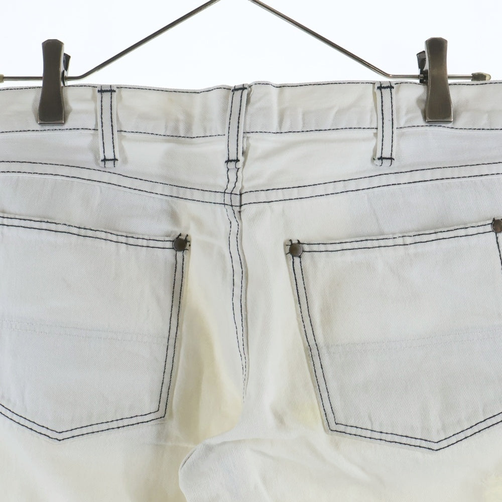 NUMBER (N)INE(ナンバーナイン) 02SS モダンエイジ期 ジップフライ ストレート クラッシュド ダメージ デニム パンツ ホワイト