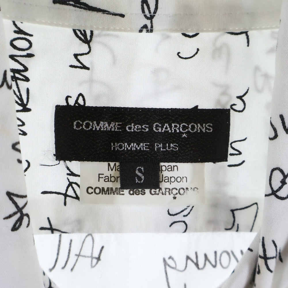 COMME des GARCONS HOMME PLUS(コムデギャルソンオムプリュス) 06SS ローリングストーンズ期 総柄 レギュラーカラー 半袖シャツ ホワイト/ブラック PQ-B009