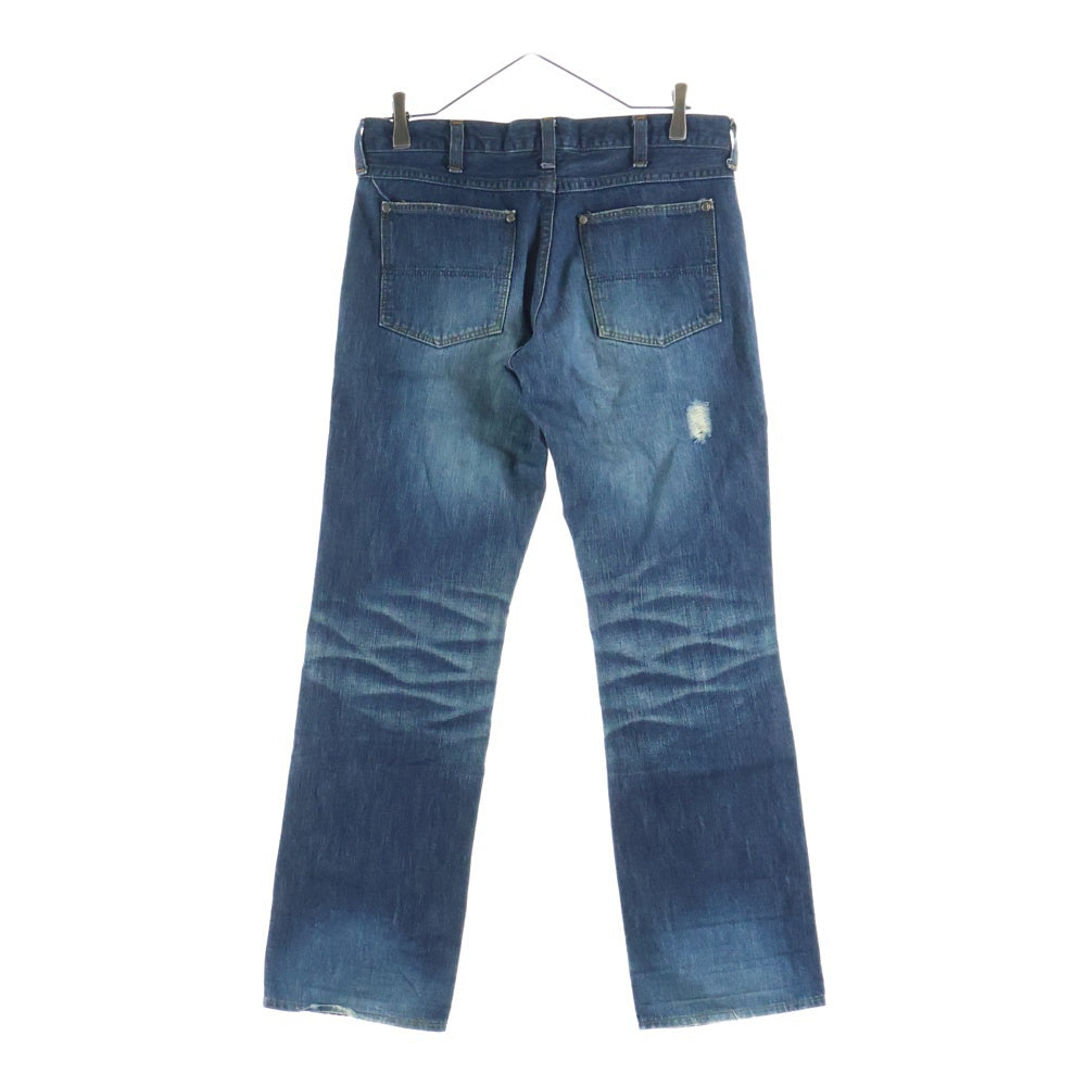 NUMBER (N)INE(ナンバーナイン) 02SS モダンエイジ期 ジップフライ ストレート クラッシュド ダメージ デニム パンツ インディゴ