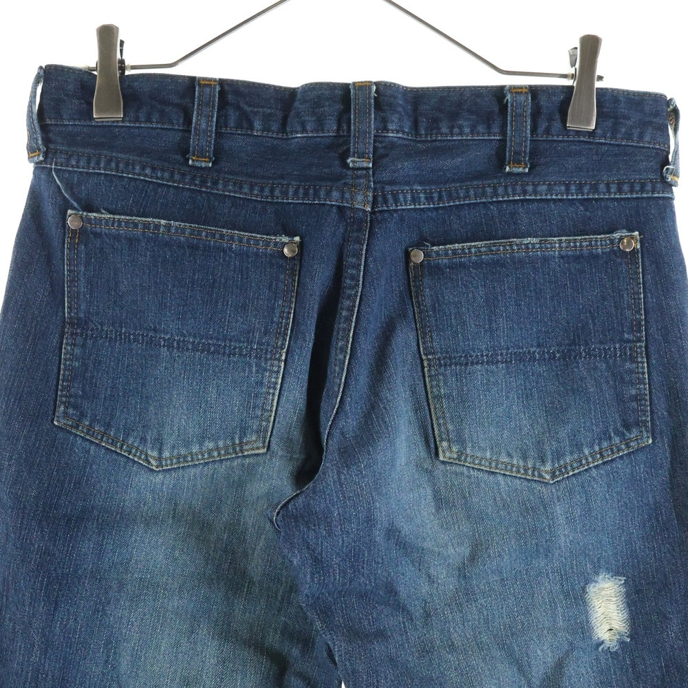 NUMBER (N)INE(ナンバーナイン) 02SS モダンエイジ期 ジップフライ ストレート クラッシュド ダメージ デニム パンツ インディゴ