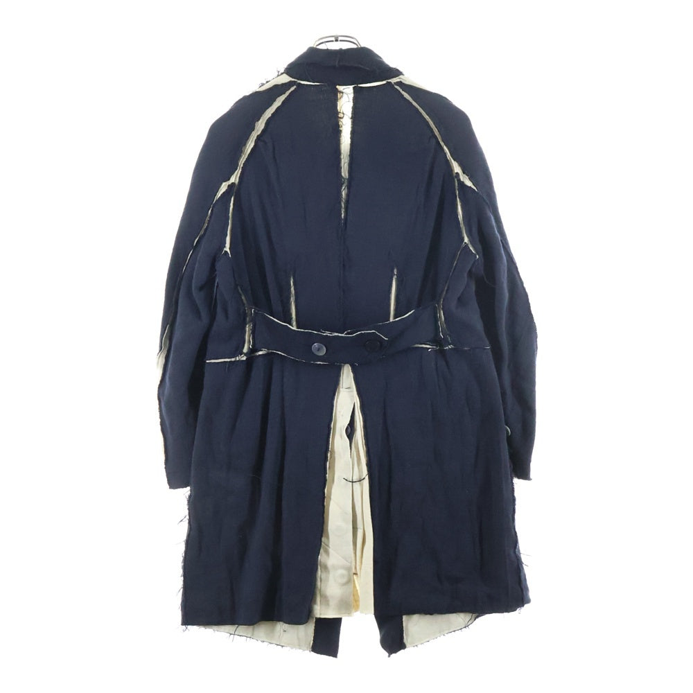 TAKAHIROMIYASHITA The SoloIst.(タカヒロミヤシタザソロイスト) LAYERED RAIN COAT スラッシュデザイン レイヤード レインコート ネイビー/アイボリー S.0004