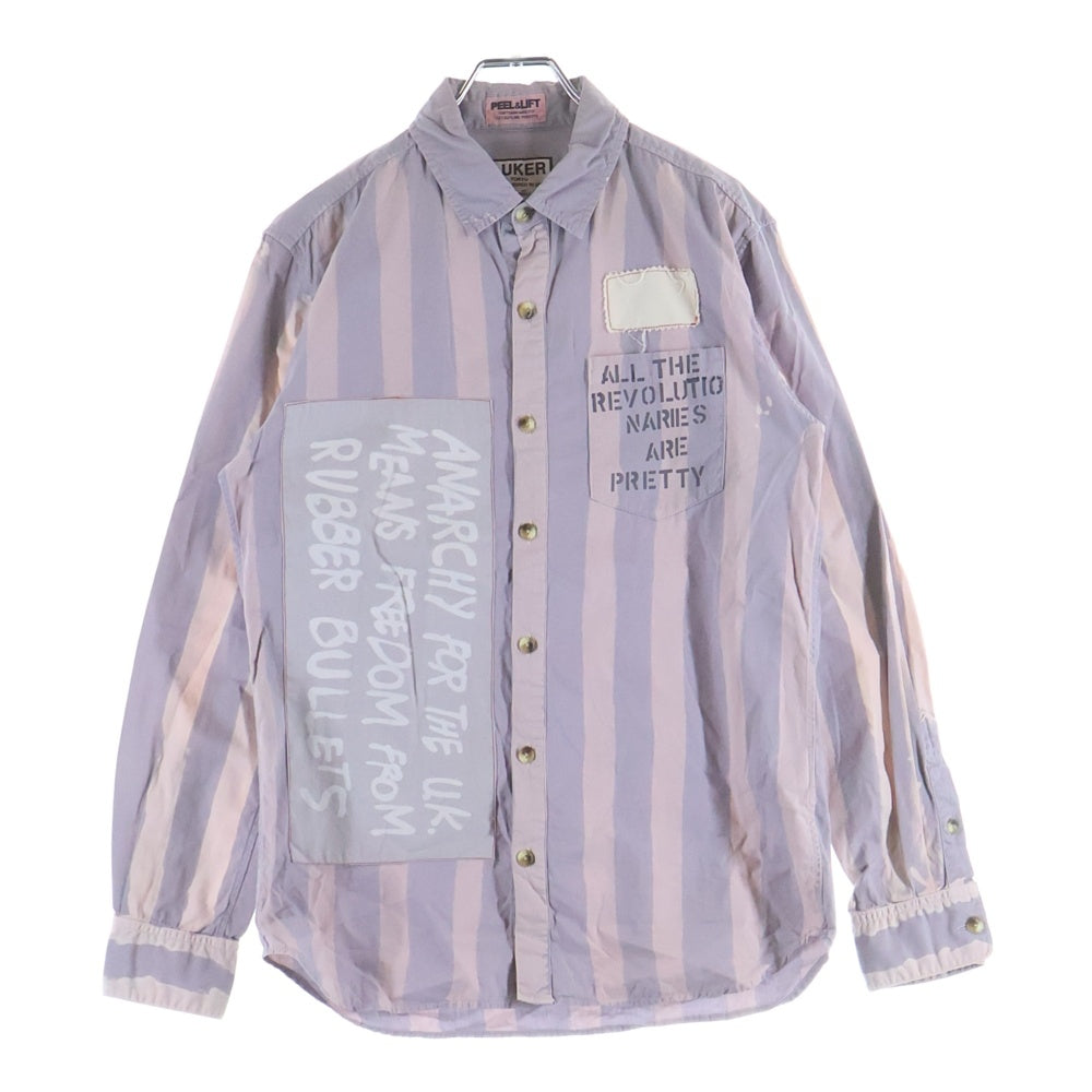 LUKER BY NEIGHBORHOOD(ルーカーバイネイバーフッド) 16SS ×PEEL&LIFT ANARCHY BLEACH ピールアンドリフト アナーキー ブリーチ レギュラーカラー ロングスリーブ 長袖シャツ パープル 161UCPAL-SHM01