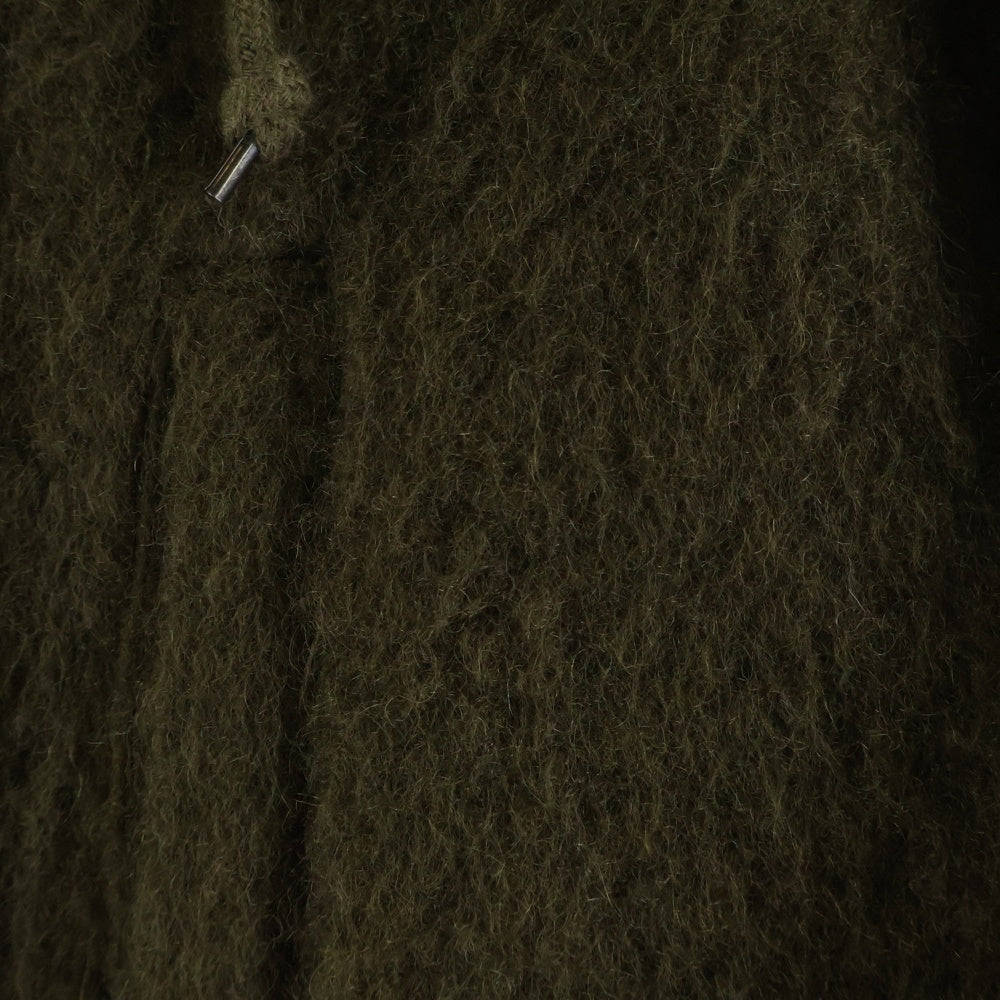 LOUNGE LIZARD(ラウンジリザード) ウール混 ボアフーデッド ダッフルコート カーキ