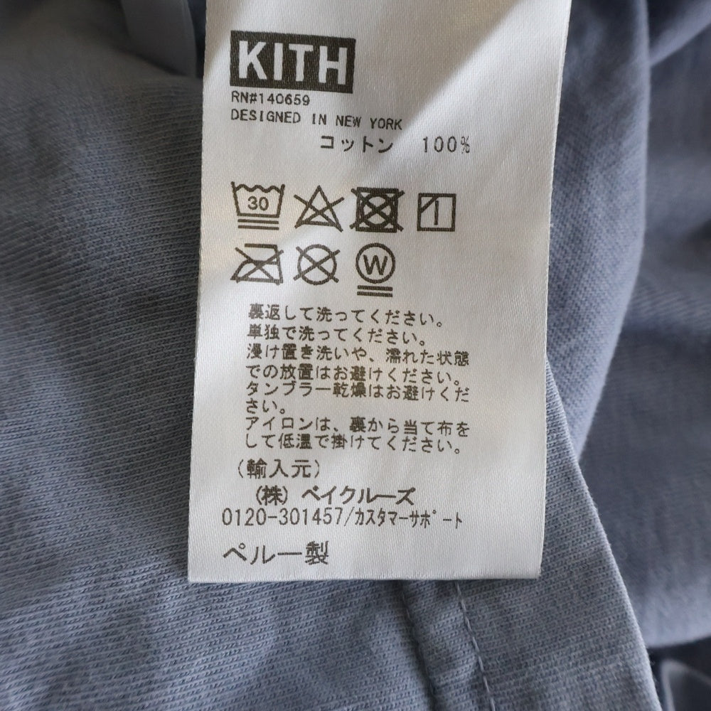 KITH(キス) ロゴワッペン クルーネック半袖Tシャツ カットソー ブルー 21-071-060-0025-3-0