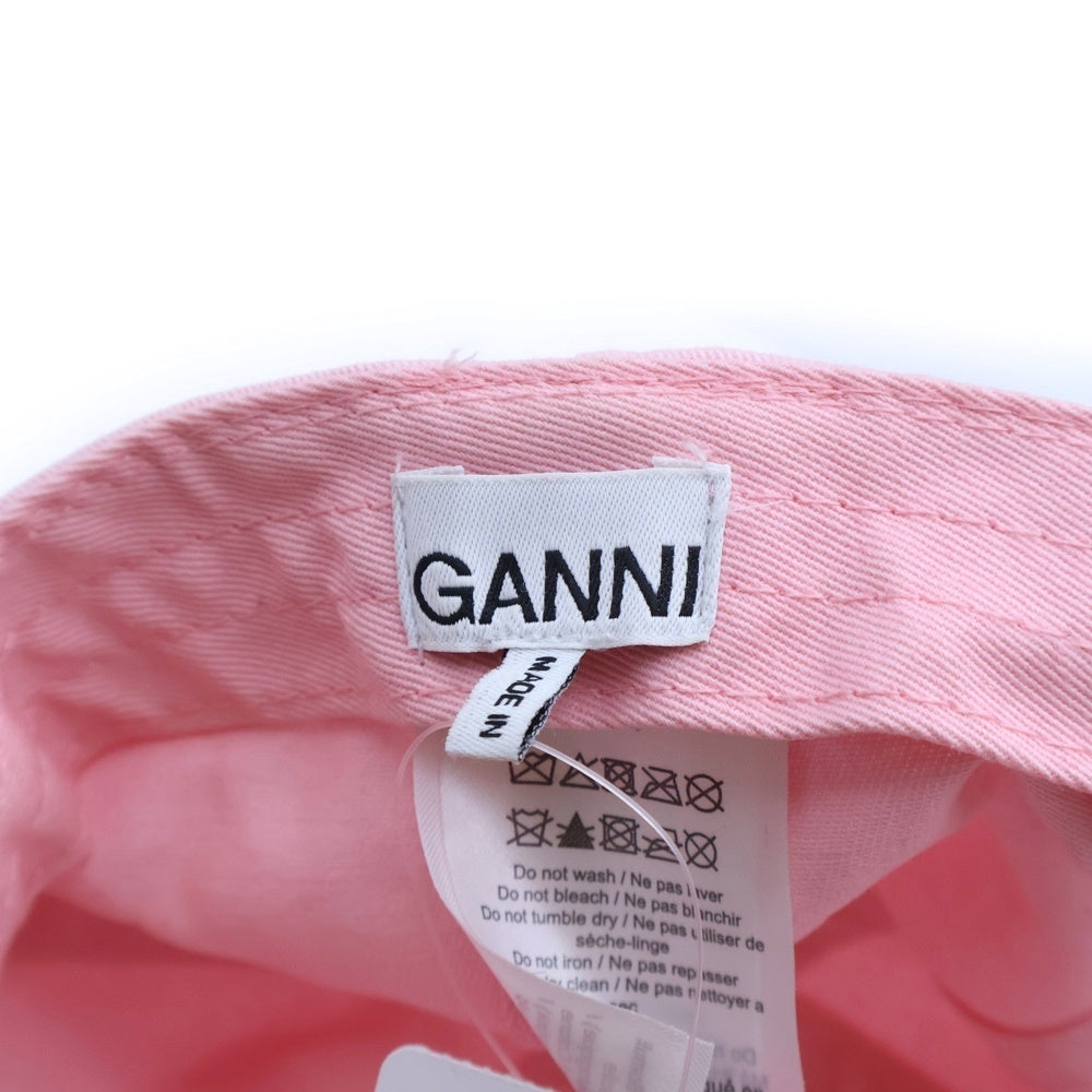 GANNI(ガニー) フロントロゴ 6パネル ベースボールキャップ 帽子 ピンク A3430