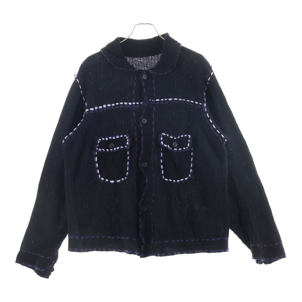 PHINGERIN(フィンガリン) 21AW PG1 ステッチデザイン ニットカーディガン ブラック PD-212-KN-041