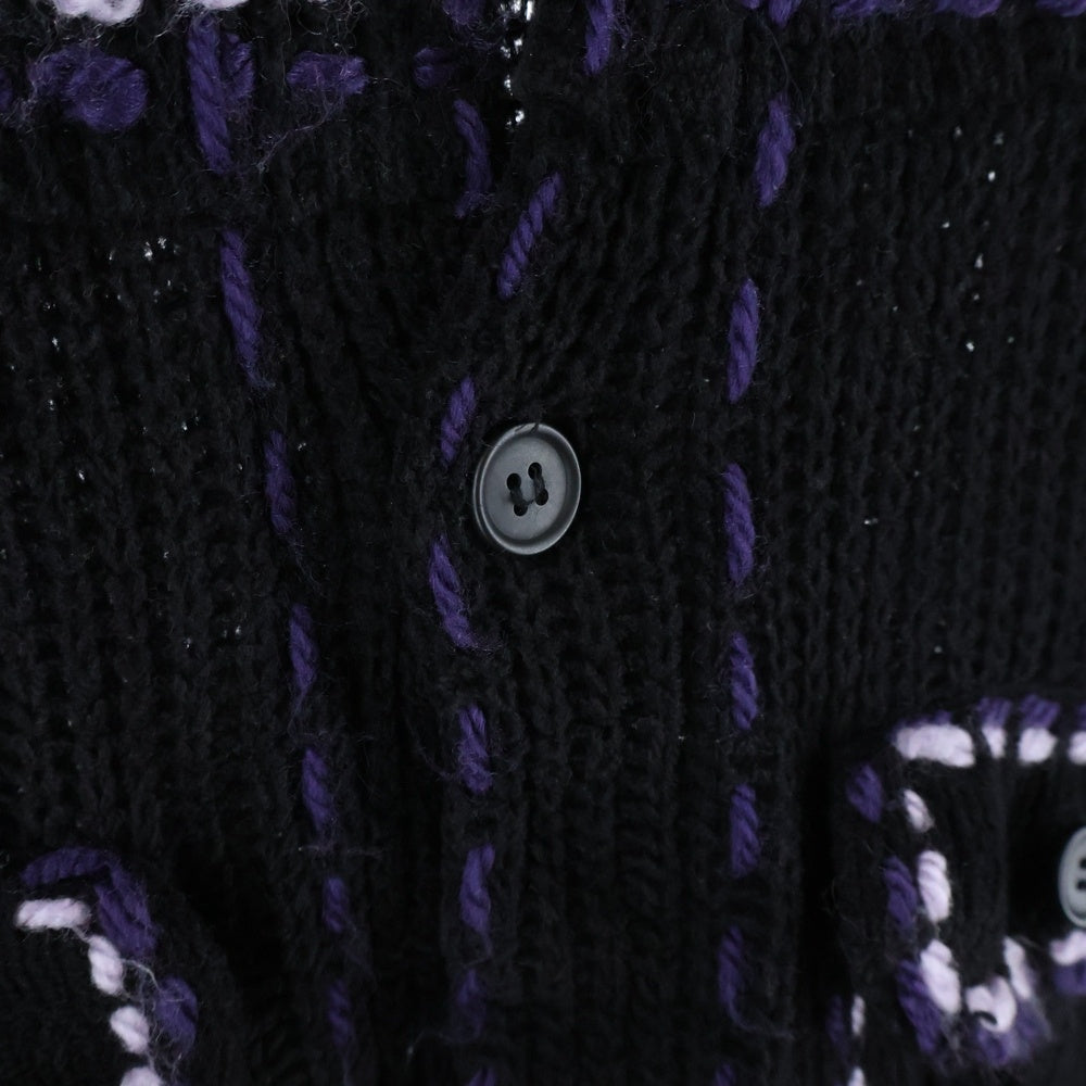 PHINGERIN(フィンガリン) 21AW PG1 ステッチデザイン ニットカーディガン ブラック PD-212-KN-041