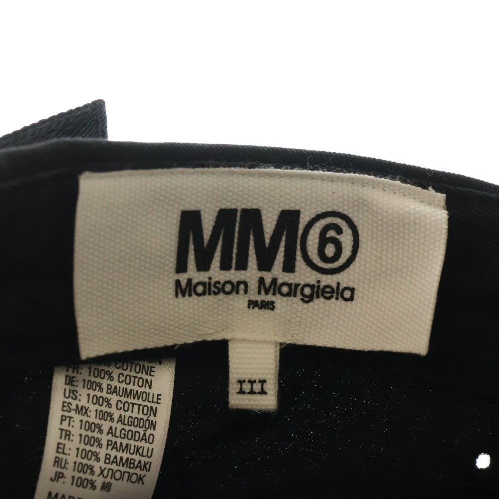MM6 Maison Margiela(エムエムシックスメゾンマルジェラ) 22SS ストーンロゴ コットンキャップ 帽子 ブラック