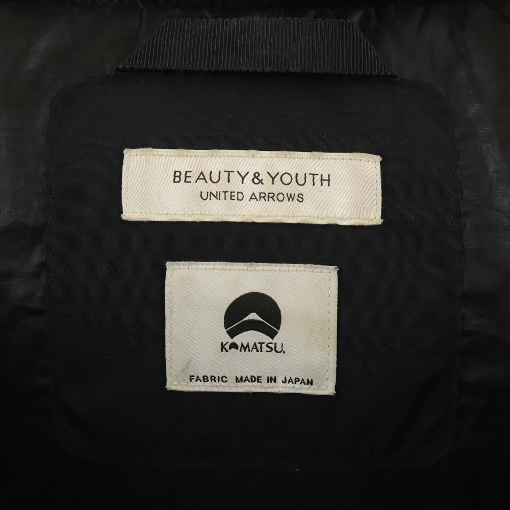 BEAUTY&YOUTH UNITED ARROWS(ビューティーアンドユースユナイテッドアローズ) 小松マテーレ フーデッドダウンジャケット ブラック 1225-114-8585