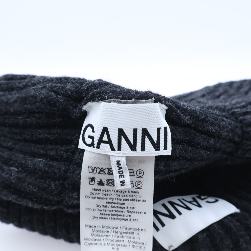 GANNI(ガニー) STRUCTURED RIB BERET ストラクチャード リブ ベレー帽 帽子 ブラック 5789