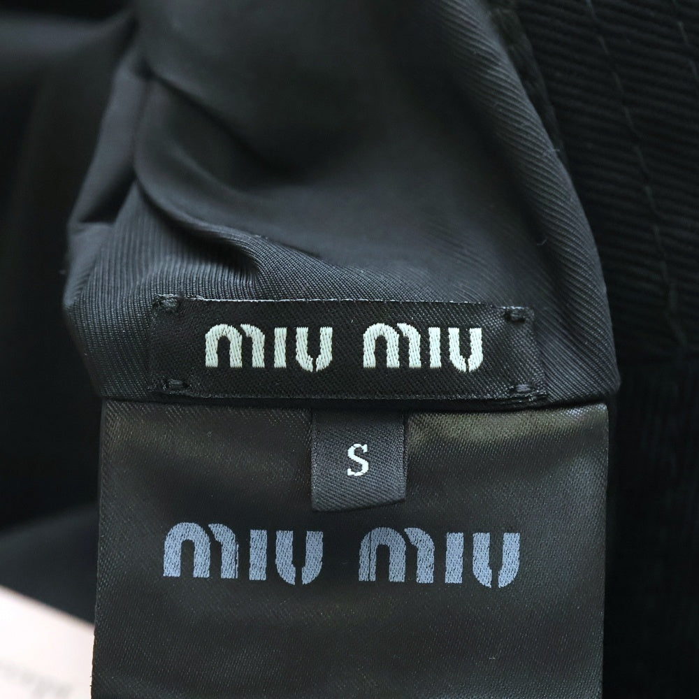 miumiu(ミュウミュウ) BACKET HUT ロゴ刺繍 コットンバケットハット 帽子 ブラック 5HC220 2DXI RFID レディース