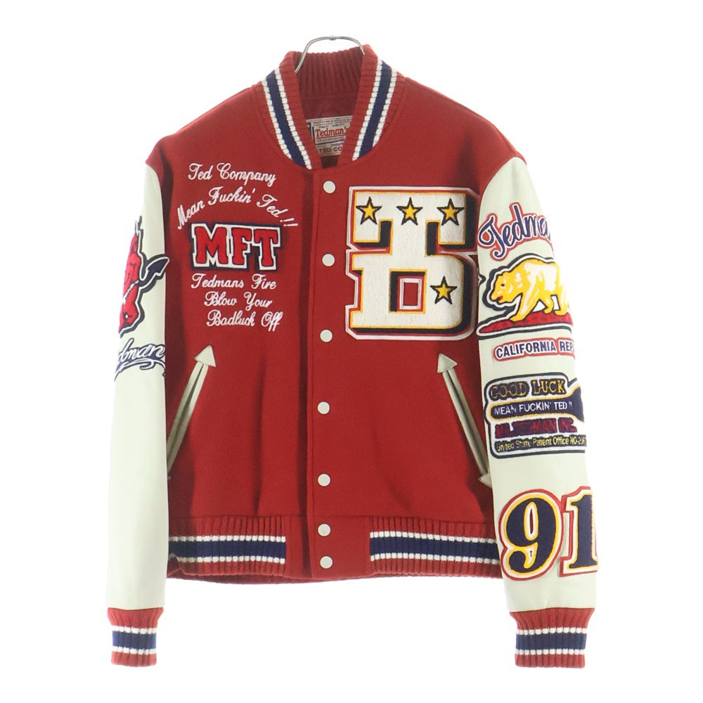 TEDMAN TED COMPANY(テッドマン テッドカンパニー) STADIUM JACKET ロゴ刺繍 スタジアムジャンパー バーシティジャケット レッド TDJ-5000