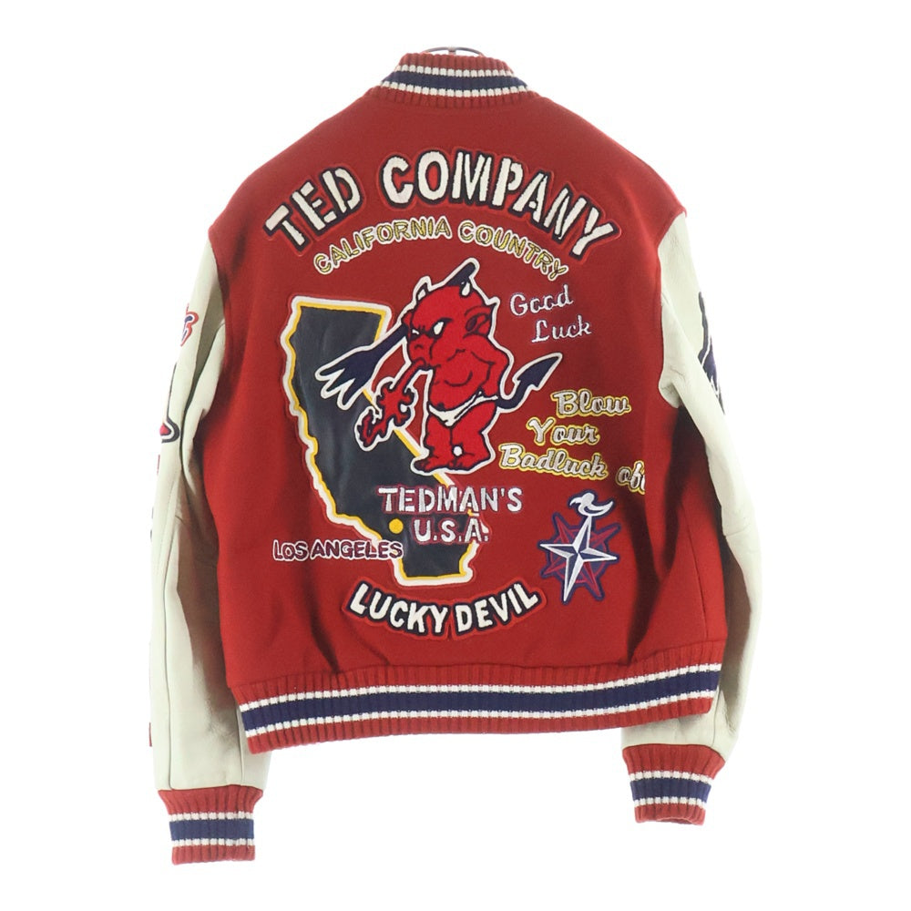 TEDMAN TED COMPANY(テッドマン テッドカンパニー) STADIUM JACKET ロゴ刺繍 スタジアムジャンパー バーシティジャケット レッド TDJ-5000