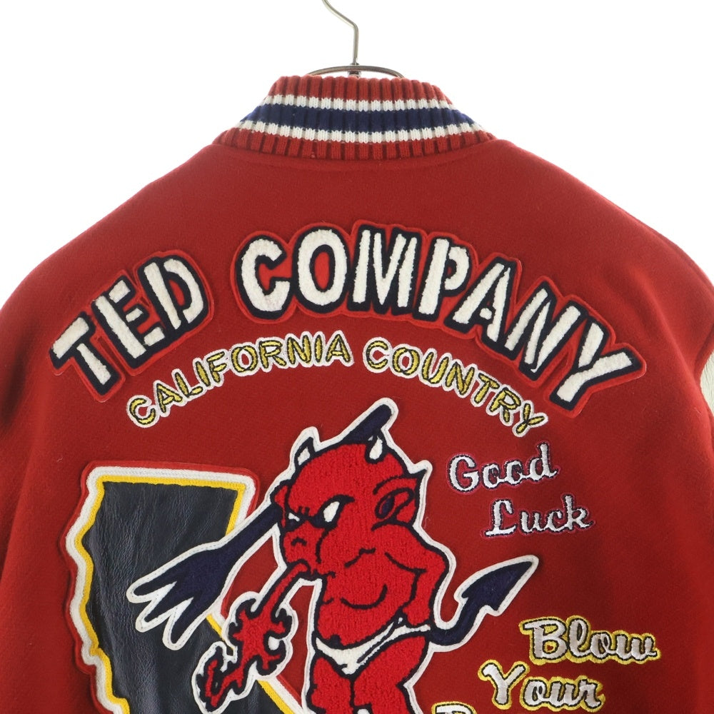 TEDMAN TED COMPANY(テッドマン テッドカンパニー) STADIUM JACKET ロゴ刺繍 スタジアムジャンパー バーシティジャケット レッド TDJ-5000