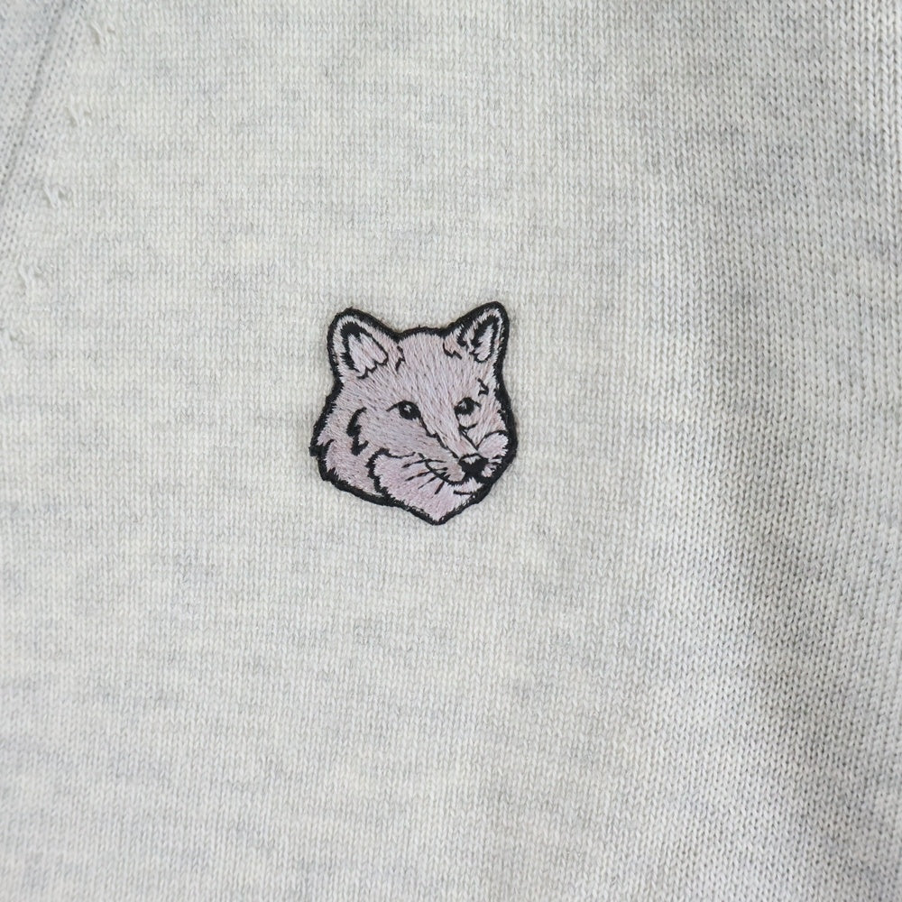 MAISON KITSUNE(メゾンキツネ) BOLD FOX HEAD PATCH REGULAR CARDIGAN フォックスヘッドパッチ レギュラー ニットカーディガン グレー MM00509KT1036