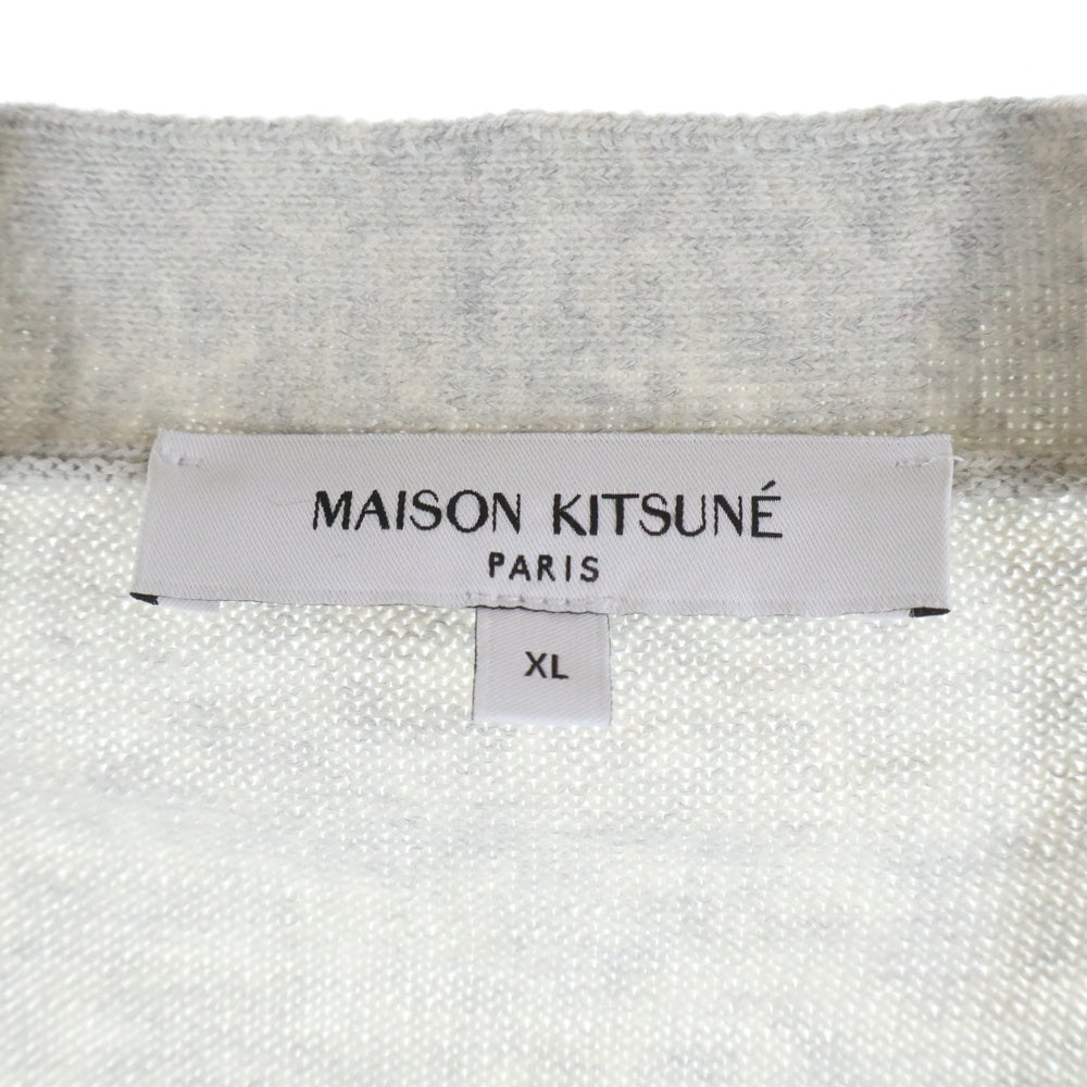 MAISON KITSUNE(メゾンキツネ) BOLD FOX HEAD PATCH REGULAR CARDIGAN フォックスヘッドパッチ レギュラー ニットカーディガン グレー MM00509KT1036