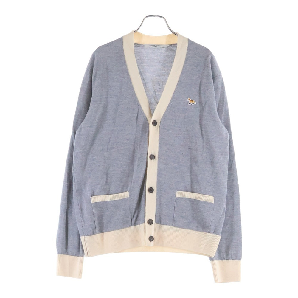 MAISON KITSUNE(メゾンキツネ) フォックスパッチ ウールニットカーディガン グレー HU00542KT1036