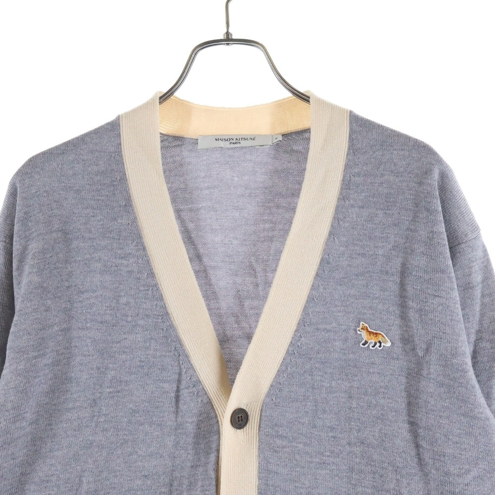 MAISON KITSUNE(メゾンキツネ) フォックスパッチ ウールニットカーディガン グレー HU00542KT1036