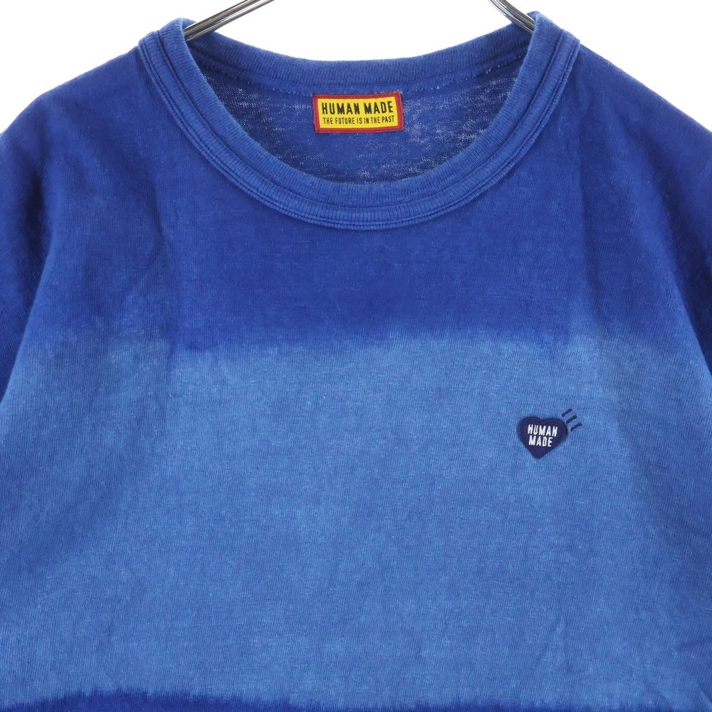 HUMAN MADE(ヒューマンメイド) 25SS INDIGO DYED STRIPED T-SHIRT インディゴ ダイド ストライプド クルーネック半袖Tシャツ カットソー ブルー