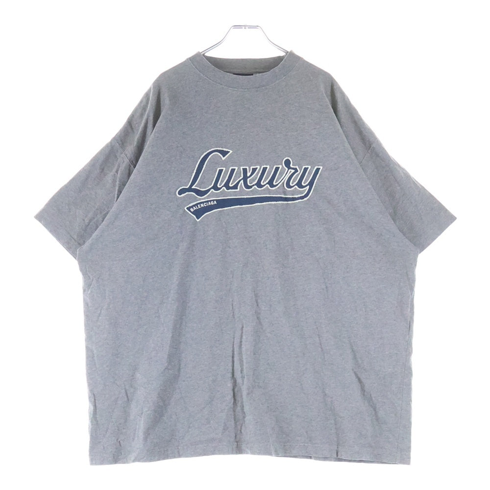 BALENCIAGA(バレンシアガ) Luxury Oversized Tee ロゴ刺繍 オーバーサイズド 半袖Tシャツ グレー 850345 TTVB6