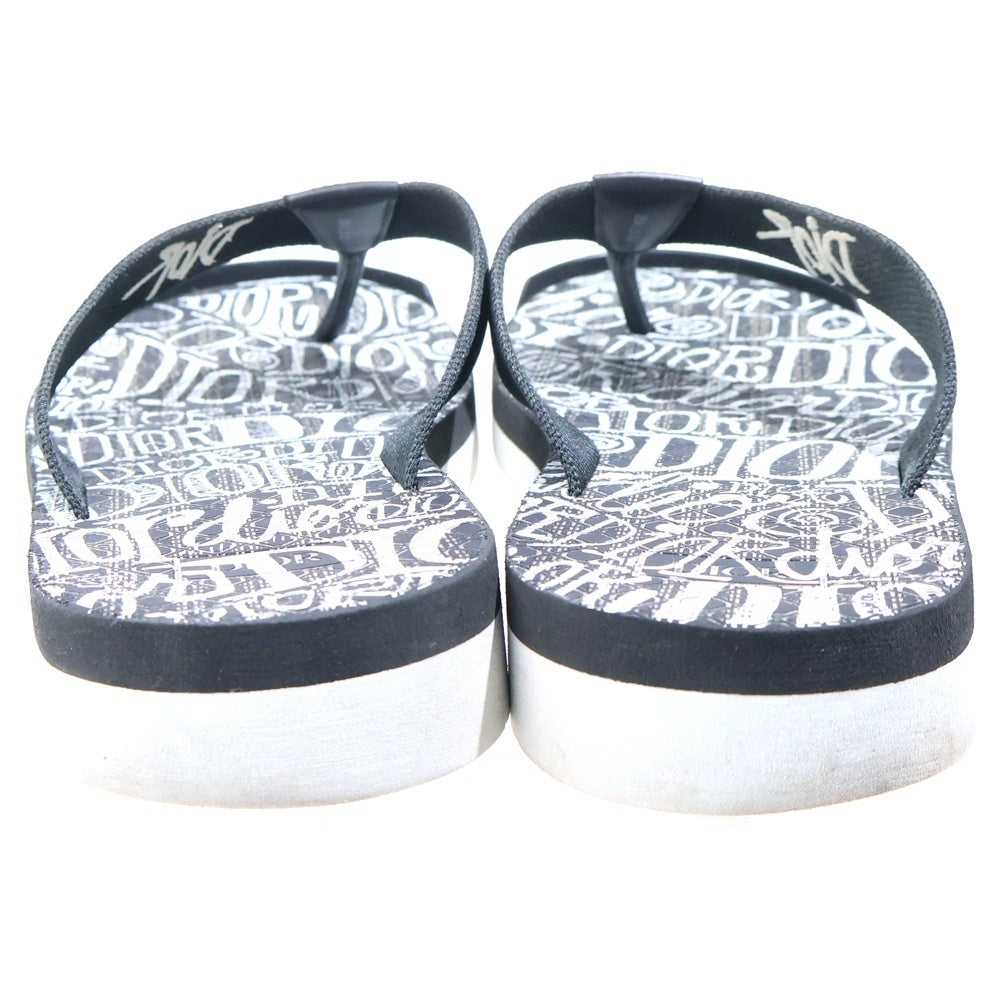 DIOR(ディオール) Shawn Stussy Embroidery Flip Flops ショーンステューシー エンブロイダリー フリップフラップス ビーチサンダル ブラック