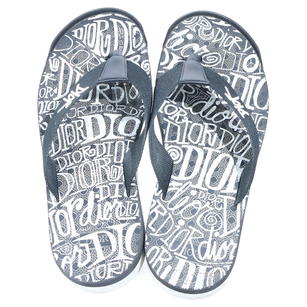 DIOR(ディオール) Shawn Stussy Embroidery Flip Flops ショーンステューシー エンブロイダリー フリップフラップス ビーチサンダル ブラック