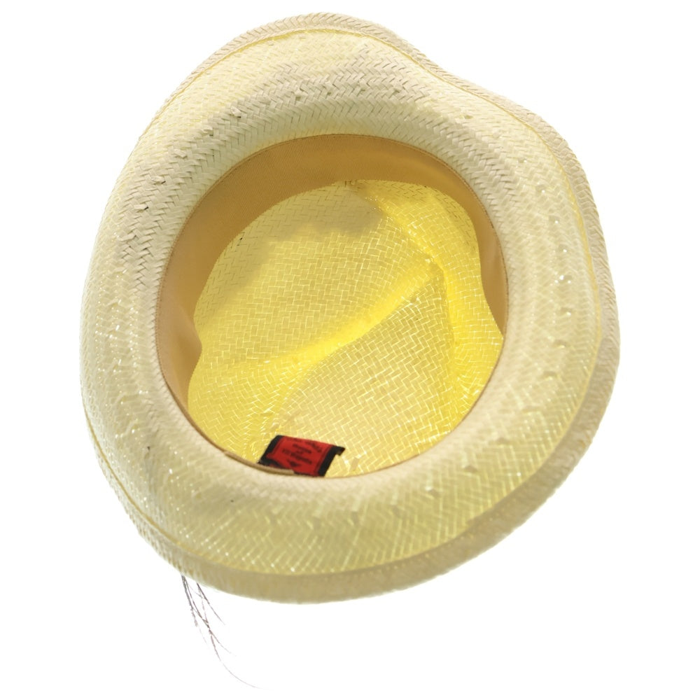 NO BRAND(ノーブランド) CHACHA'S HOUSE OF ILL REPUTE (チャチャズハウスオブイルリビュート) フェザー装飾 編み込み ハット 帽子 アイボリー