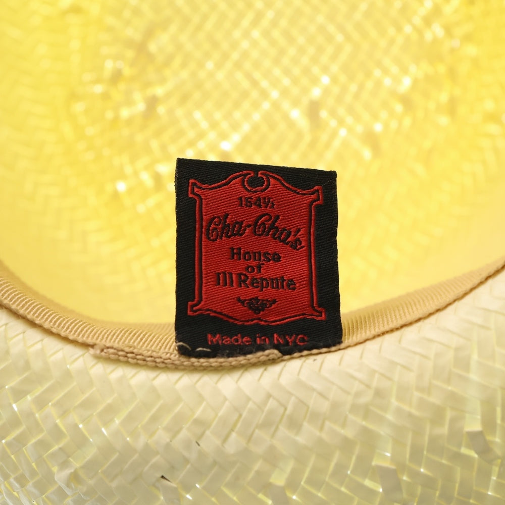 NO BRAND(ノーブランド) CHACHA'S HOUSE OF ILL REPUTE (チャチャズハウスオブイルリビュート) フェザー装飾 編み込み ハット 帽子 アイボリー